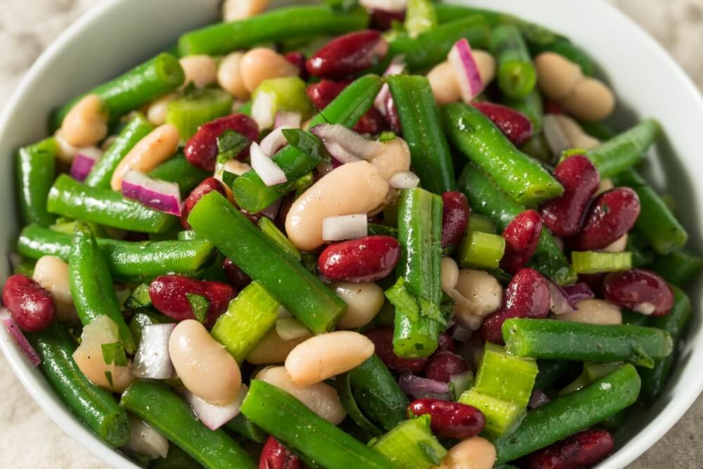 close up of a bowl of pa dutch three-bean salad